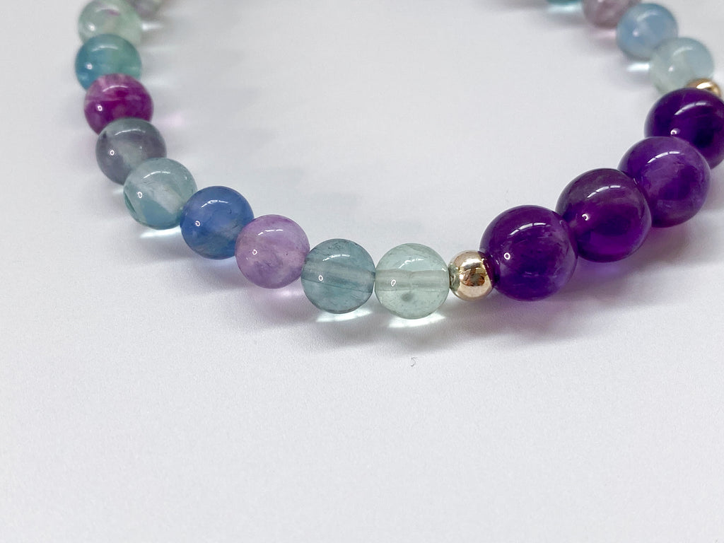 Gemstone Bracelet - Fluorite and Amethyst 1