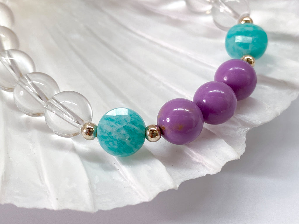 Gemstone Bracelet - Phosphosiderite, Amazonite and Clear Quartz 2