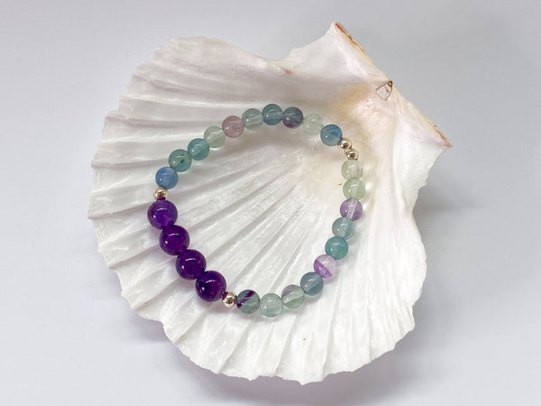 Gemstone Bracelet - Fluorite and Amethyst 2