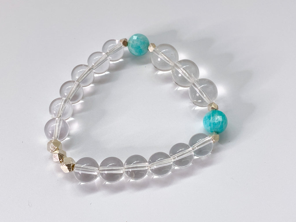 Gemstone Bracelet - Amazonite and Clear Quartz